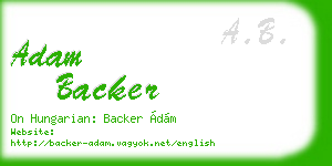 adam backer business card